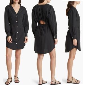 RAILS Jaclyn Button-down Cutout Back Eco Friendly  Long Sleeve Shirt Mini Dress